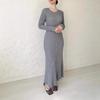 2025 Autumn Women's Slim Fit Knitted Dress - Casual Long Sleeve Round Neck