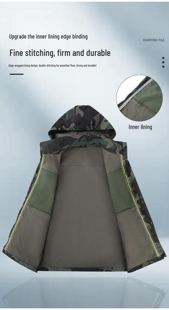 Herren Tarnung Kapuzen Arbeitskleidung Set - Frühling & Herbst Outdoor Jacke