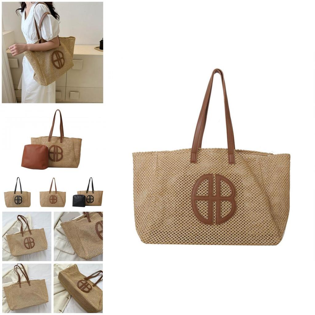 Woven Tote Bag With Contrast Color Design For Daily Casual Wear