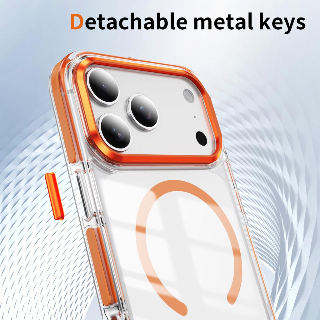 Magnetyczne etui z metalową ramką na iPhone 13 14 15 16 17 Pro Max Przezroczysty Kolorowy Odporny na wstrząsy Pokrowiec z Ochroną przed Upadkiem Odporny na Odciski Palców Bezprzewodowe Ładowanie