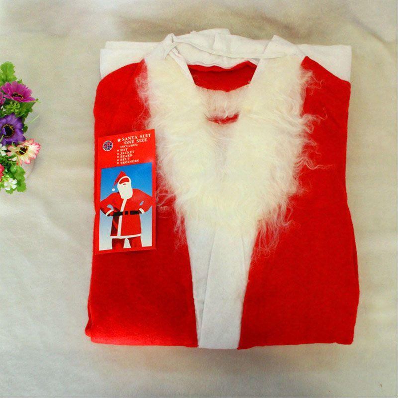 Tradiční pánský kostým Santa Clause s plnovousem, páskem a čepicí v klasické červené a bílé