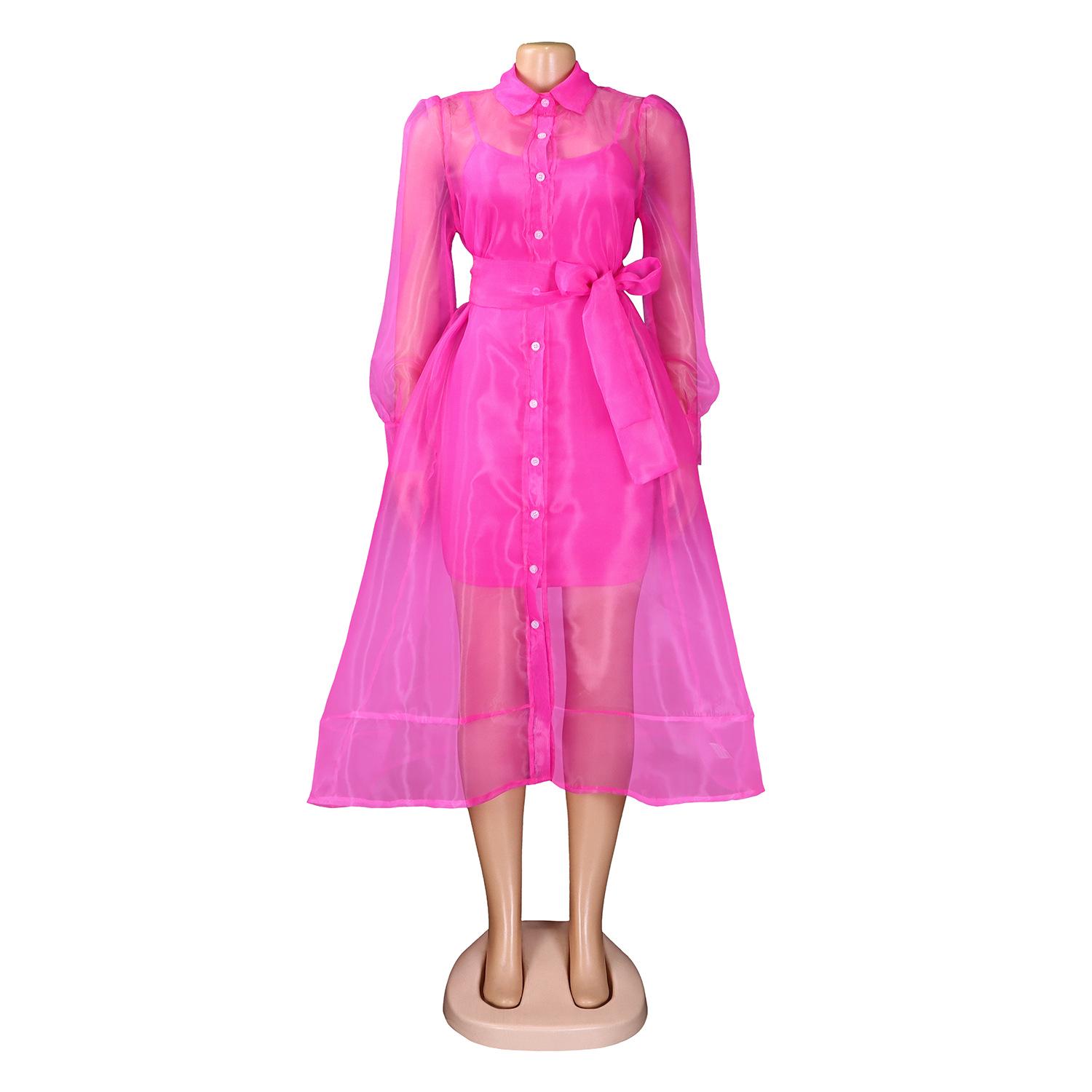 

D3324 Сексуальное сетчатое модное платье-рубашка на бретелях и комплект из двух предметов (Плюс Размер) Medium розы красного