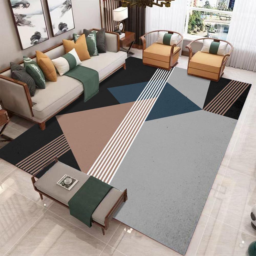 Modern Geometric Pattern Carpet Minimalist Light Luxury Style Color Block Design Non Slip  Rug For Living Room Bedroom Sofa Area