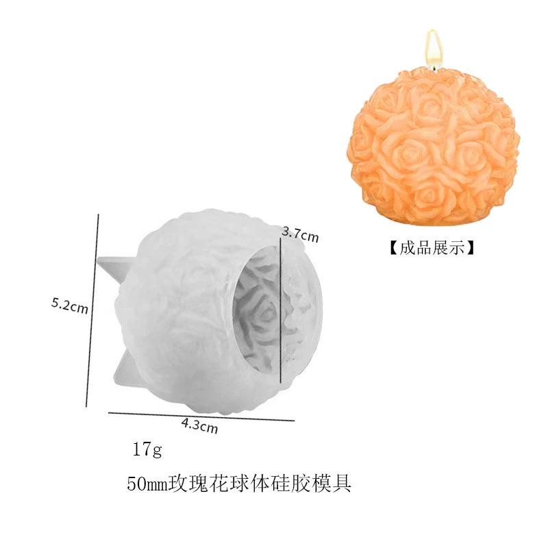 3D Rose Ball Candle Aromatherapy Mold DIY Valentine's Day Casting Mold Creative Elegant Candlestick Stand Home Wedding Decor