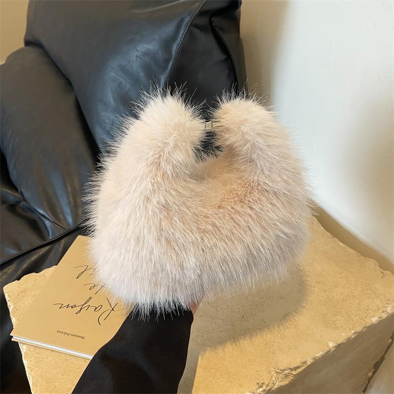 Ielgy Autumn Winter Plush Bag All-Match Cross-Body Shoulder Portable Plush Bag