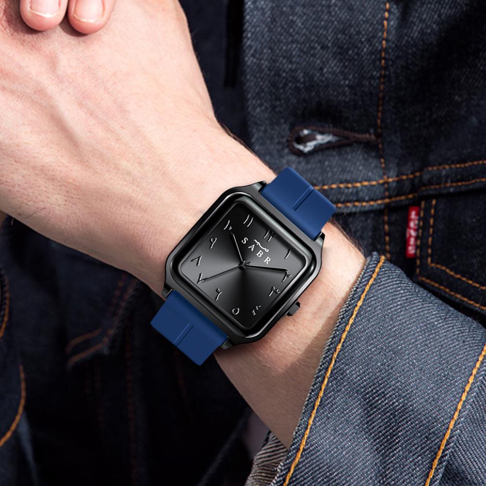Sabr Arabic Numeral Watch 3Atm Waterproof Silicone Strap Magnetic Buckle Alloy Case Men's Business Quartz Watch