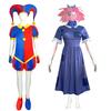Pomni Cosplay Costume Anime Pomni Ragatha Cosplay Dress Cartoon Clown Uniform Halloween Carnival Costumes for Women Men Unisex
