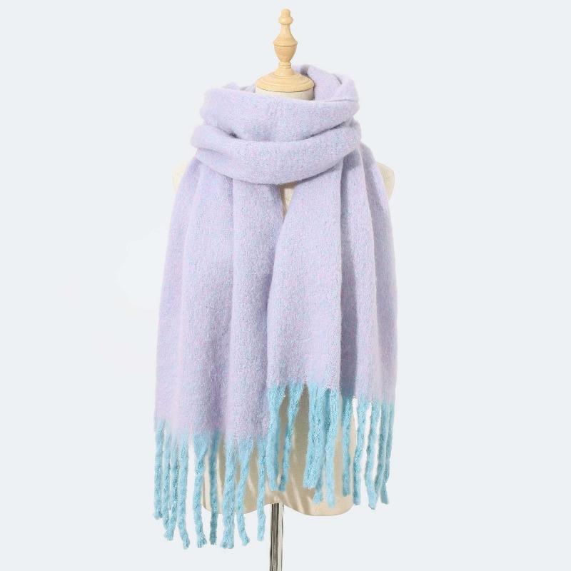 Scarf autumn and winter new women's shawl long tassel thick beard versatile thickened skin-friendly solid color scarf