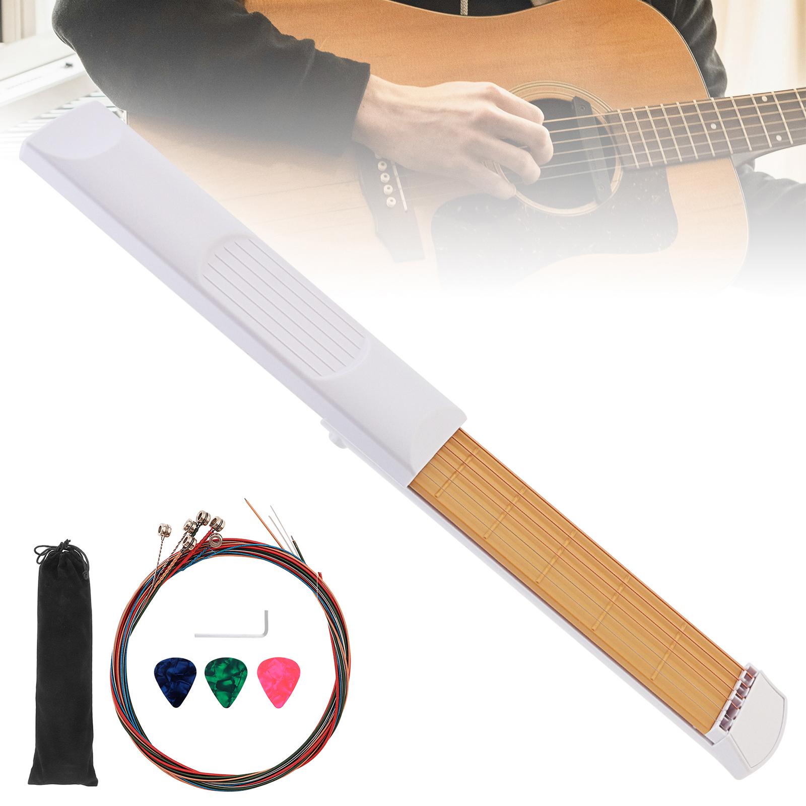 

Тренажер для пальців, 6 струн 6 ладів ABS накладка портативний кишеньковий інструмент для практики гри на гітарі, підходить для початківців, в комплекті з усіма аксесуарами