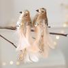 White Doves Christmas Tree Pendants Glitter Feather Birds Ornaments  Wedding Decoration