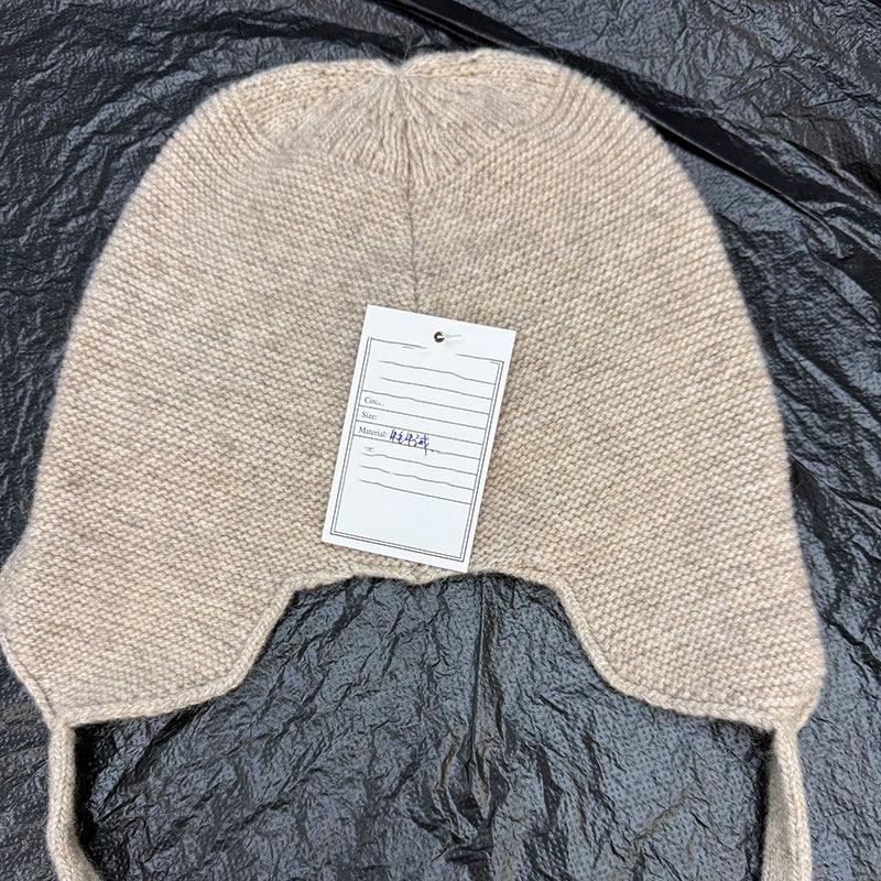 Yak wool fashionable warm retro solid color Lei Feng hat versatile fashion casual cold knitted hat ear protection hat women