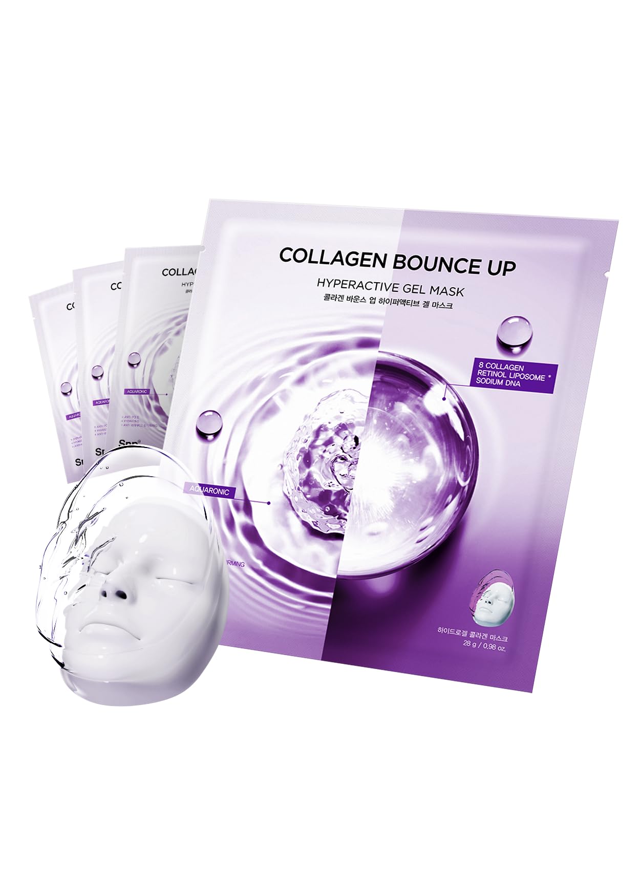 

Collagen Bounce Up Hyper Active Gel Mask For bouncy firmness and pore Formulated with and salmon PDRN for clear Korean [Snp Official] (4 sheets) /