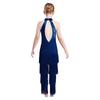 Mädchen Halter Ärmellos Rückenfrei Pailletten Stufig Quaste Tanz Jumpsuit Cha cha Latein Kostüm