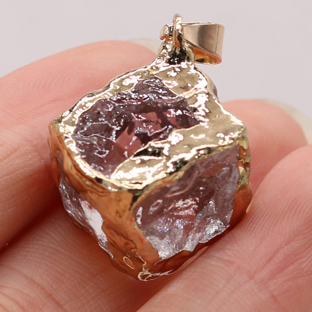 1Pc, Energy Natural Stone Square Pendant, Reiki Healing Crystal Charms for DIY Women Men Necklace Keychain Decoration Accessories, Christmas Gift