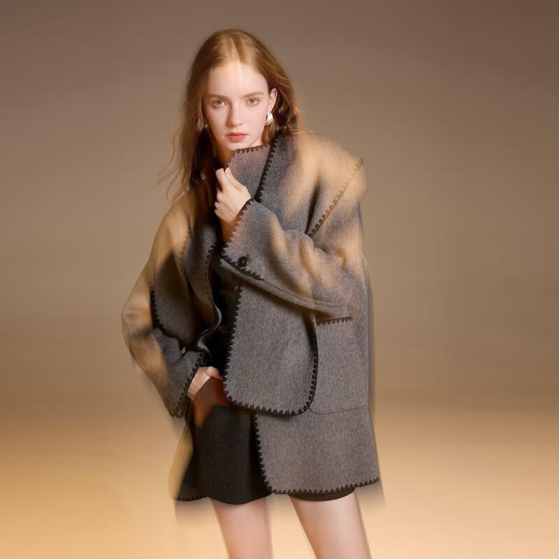 SanCai Women's 100% Merino Wool Double-Faced Winter Coat