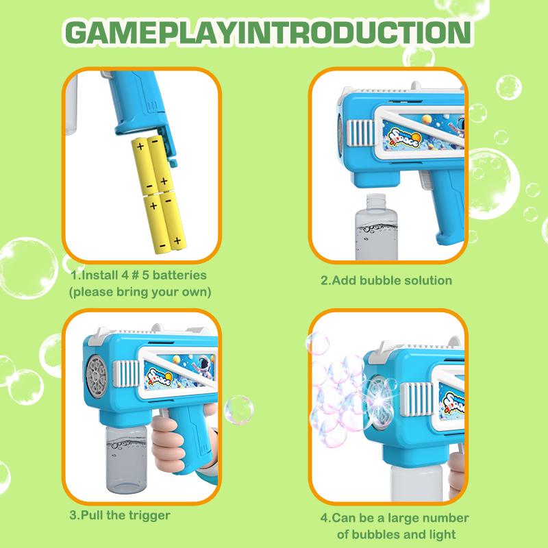 New Electric Cartoon Bubble Gun Children'S Outdoor Interactive Handheld Bubble Toy Outdoor Wedding Without Battery Bubble Water