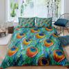 Peacock Feather Print Duvet Cover Bird Feathers Element Bedding Set Ultra Psychedelic Swirl Comforter Cover Colorful Bedclothes