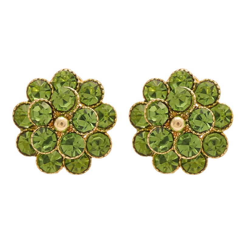 Elegant Light Luxury Diamond Inlaid Floral Earrings - High-End European & American Fashion for Women