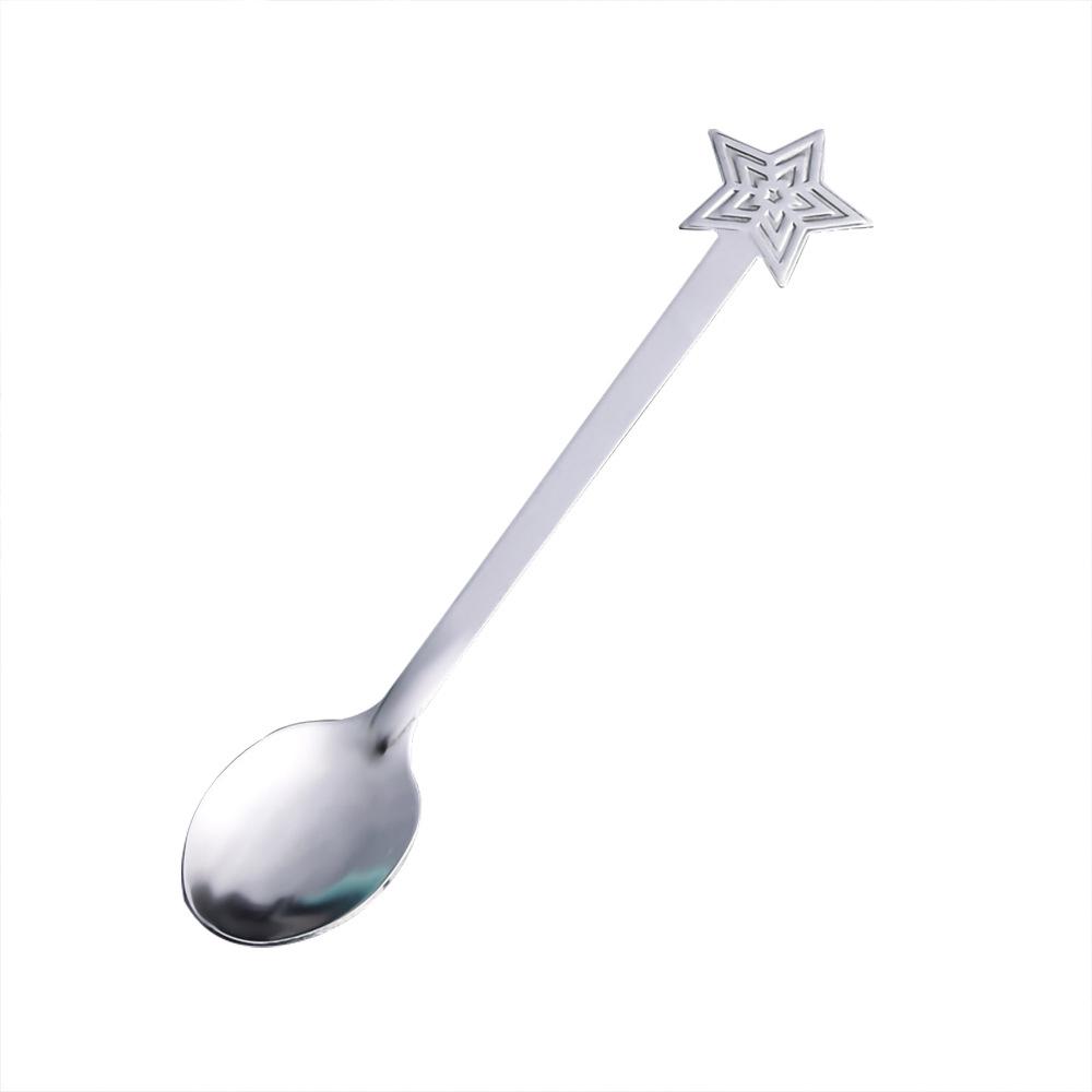 Stainless Steel Christmas Cartoon Coffee & Dessert Stirring Spoon: Snowman & Star Design