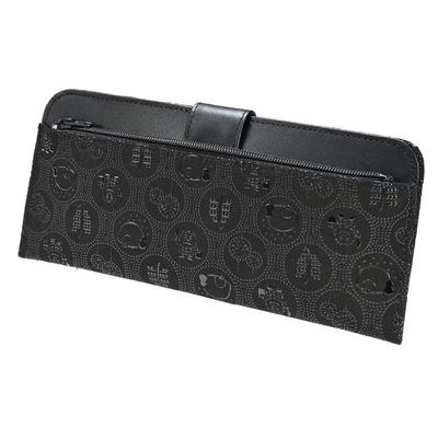 [Inden-ya] Inden Long Wallet Bundle L Thin Type Deer Leather Black Ground X Black Lacquer Akita Pattern 2107-01-AKT Akita Prefecture