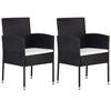 Garden Chairs With Cream Cushions, 2 Pcs., Black