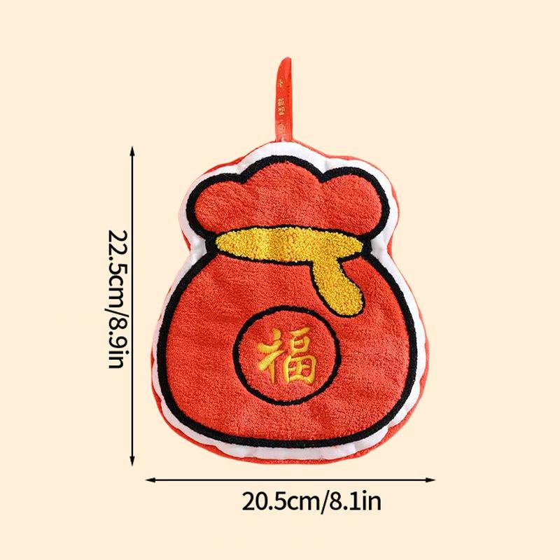 Chinese New Year 2026 Hand Towel Cartoon Absorbent Towels Chinese Spring Festival Quick Drying Towels Cute Lucky Hanging Cloth