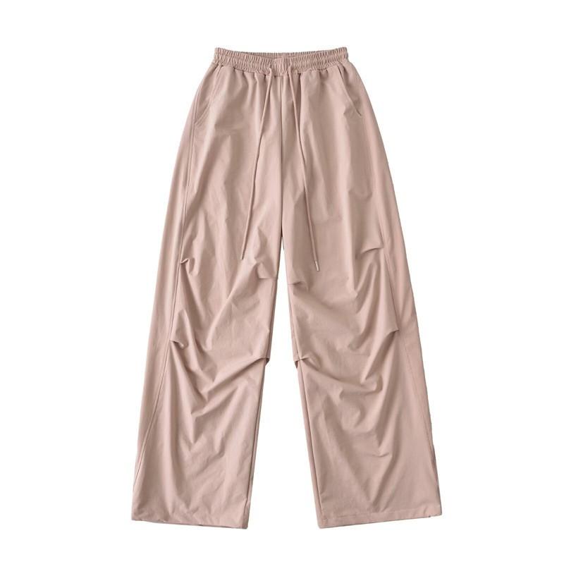American Hip Hop Style Cargo Pants Loose Fit Wide Leg Drawstring Waist Casual Dance Sports Trousers Women