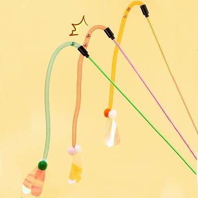 Katzen Spielzeug Schmetterling Katzen Stock Elastisches Netz Katzen Spielzeug Interaktiv Bissfest Wollball Spielzeug für Katzen Kitzeln Kätzchen Spielzeug mit Glocke