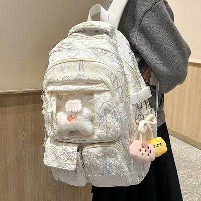 Neuer Schulranzen für Mädchen mit großem Fassungsvermögen, niedlicher, weicher Mädchen-Mädchen-Rucksack, leichtgewichtiger, vielseitiger Campus-Rucksack