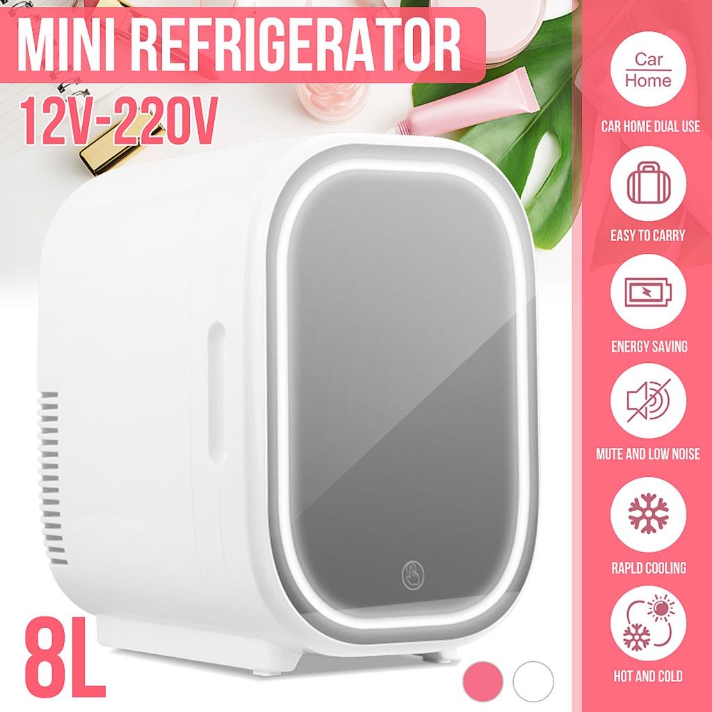 New 8L DeskTop Face Beauty Cosmetics Fridge Skin Care Goods Mirror Fridge Portable Car Refrigerator Freezer Cooler Warming Box For Home Use