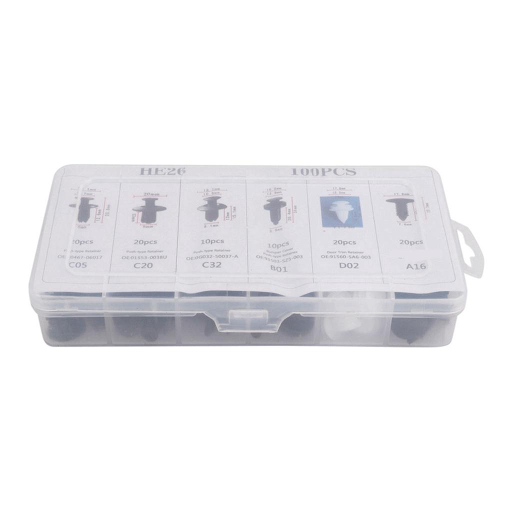 100 st Bil Dörrkort Panel Trim Clips Stötfångare Fäste Retainer Trycknitssats Universell