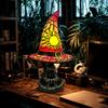 Stained Glass Witch Hat Lamp Halloween Hat Lamp Table Lamp for Living Room Home Bedroom Decorati