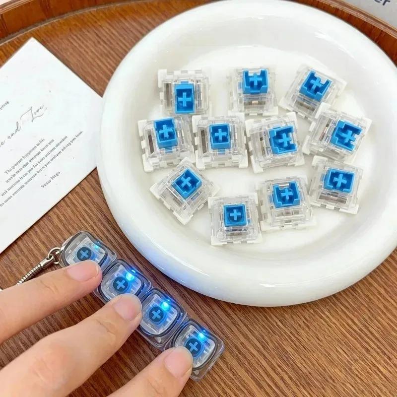 Mechanical Switch Fidget Toy DIY 3D Print Click Button creative Keycap Emit Light Handmade Blue Axis Creative Keyboard Parts Fun