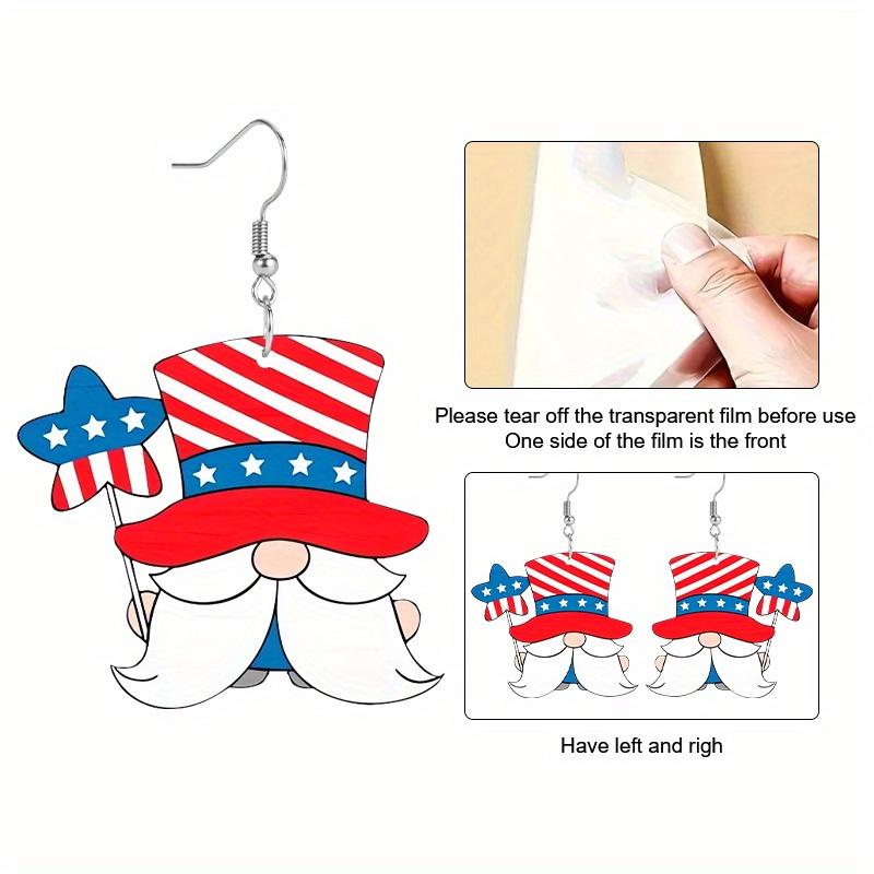 2D Flat Independence Day Earrings Red Stripes& Blue Star Gnomes Acrylic Earrings Y2K Classic Acrylic Earrings Elegant Earrings Party Earrings