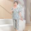 Grandma's Summer Cotton Silk Set: Women's Middle-Aged Short Sleeve Cardigan Two-Piece for 70-Year-Old Moms