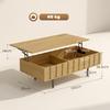 Extendable Coffee Table with 2 Hidden and Fluted Side Compartments, Mid-Century Modern Style, 110x55x36.5cm, Oak