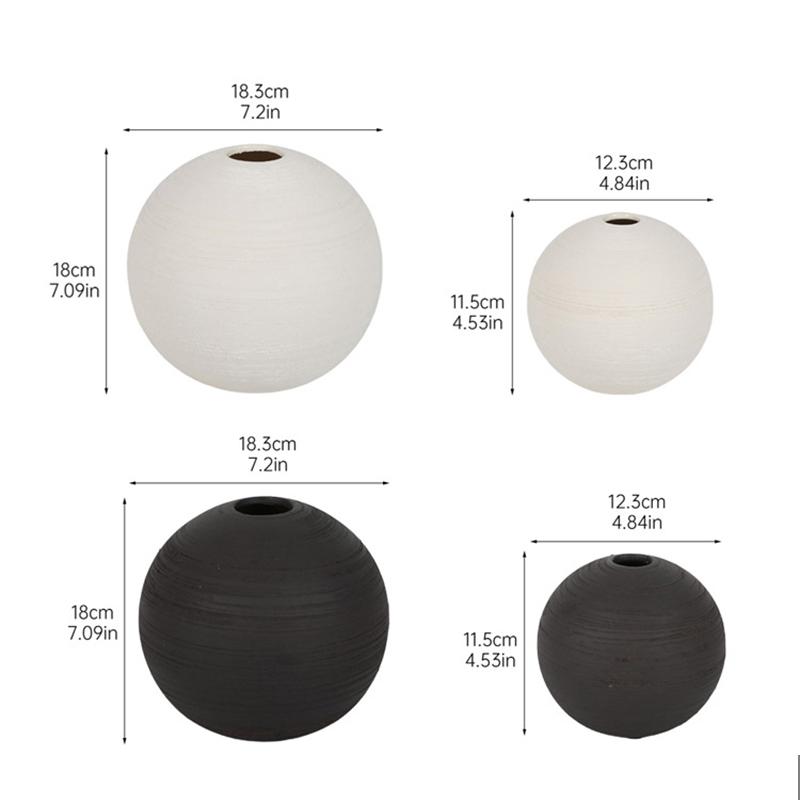 European Style Ceramic Round Ceramic Vase Frosted Spherical Flower Arrangement Ornaments Living Room Dining Table Floral Vase