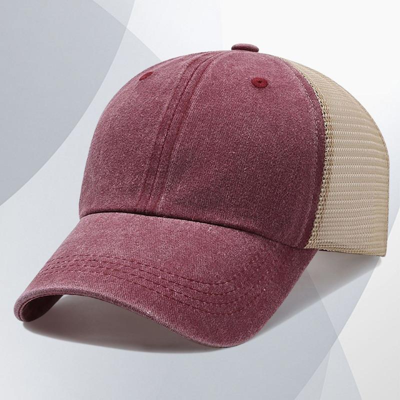 Washed Cotton Mesh Cap Embroidery Retro and Old Peaked Cap Men's Soft Top Hat Sunshade Baseball Cap