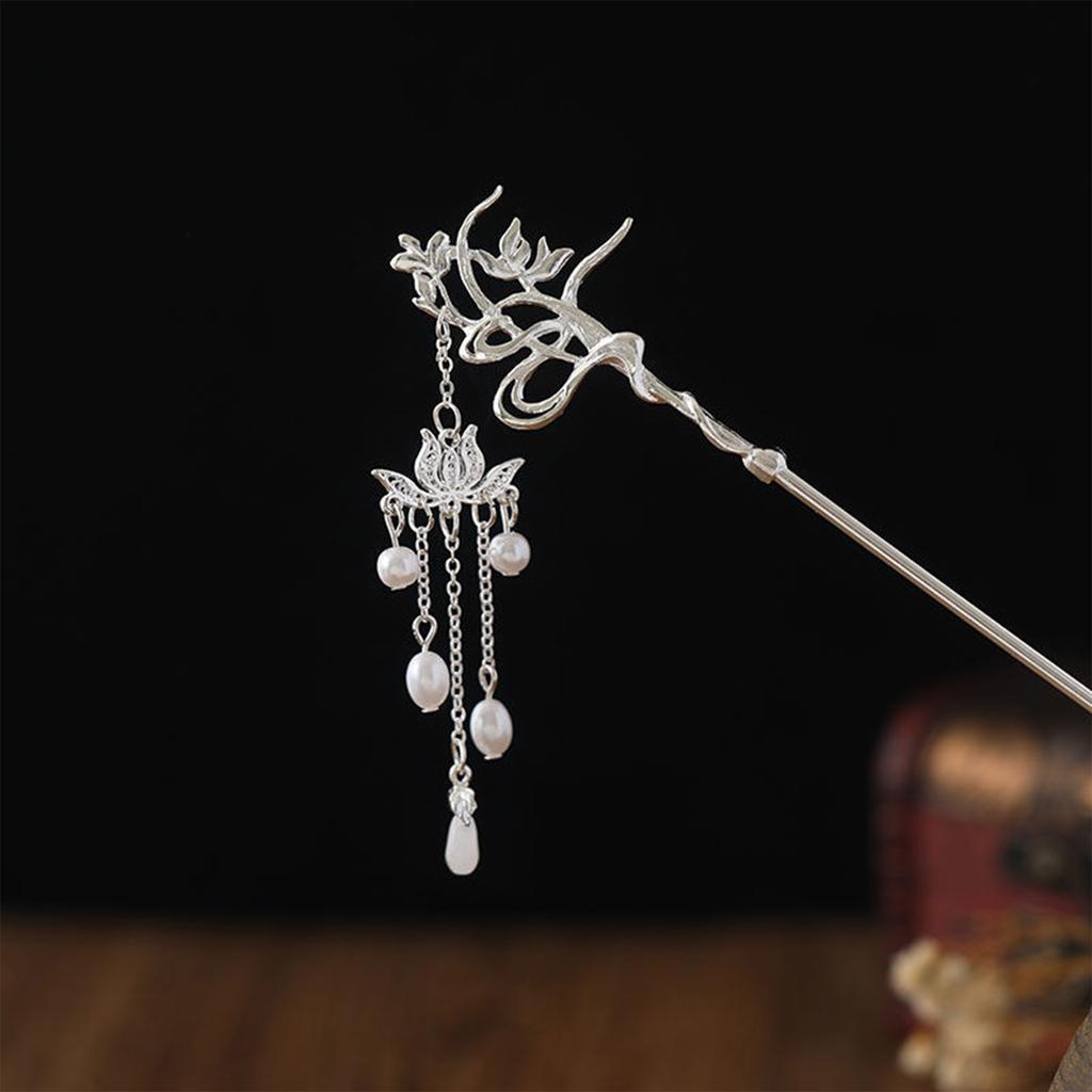 Ancient Tassel Hairpin Chinese Classic Hair Stick Chopstick Handmade Lotus Hair Clasp Tiaras Vintagr Wedding Hair Accessoreis