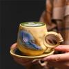 Kiln Change Coffee Cup And Saucer Set Retro Ceramic Cup Afternoon Tea Old Small Capacity Latte Coffee Cup