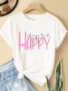 (Asian Size) Women Casual Short Sleeve T  Tee Top Clothing Shirt Fashion Letter 90s Trend Cute Printed Lady Female Graphic T-shirts