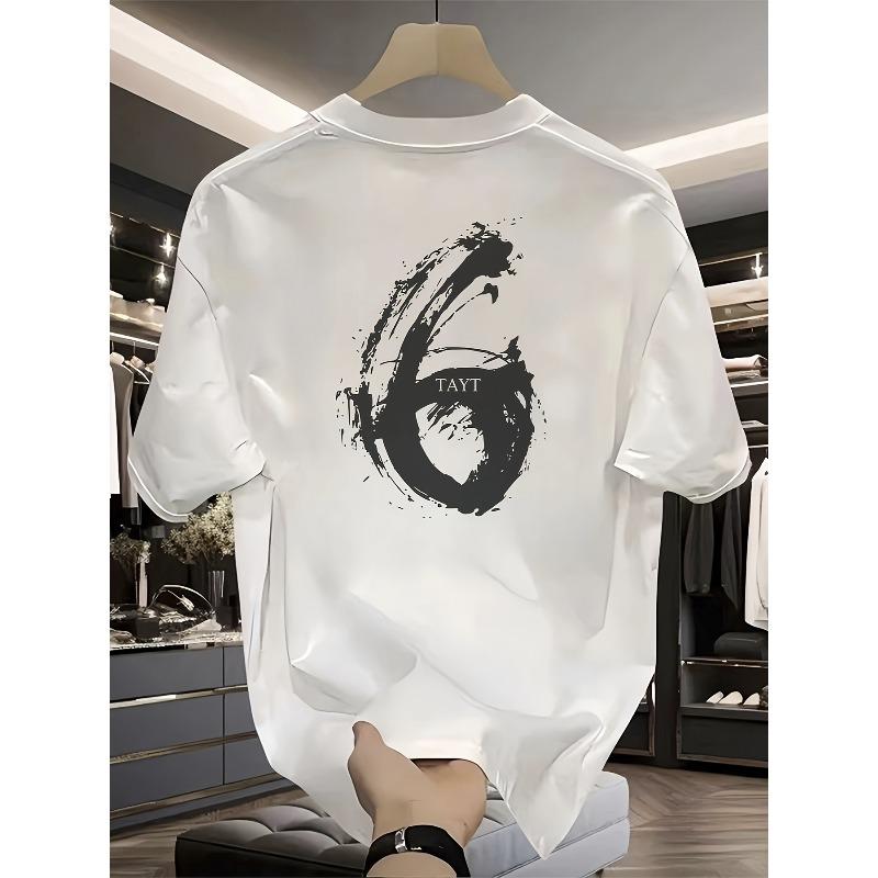 Cotton T-shirt, Men's Top - Ink Wash Digital 6 | Men's Pattern Printed T-shirt | and Nostalgic | Perfect for Outdoor Activities in Summer