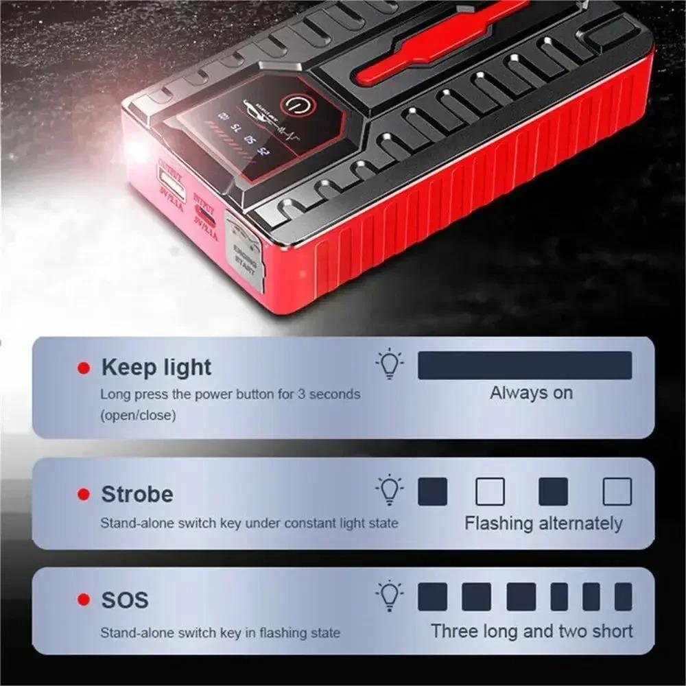Car Jump Starter Power Bank With Air Compressor Portable Booster Jumper Box Battery Charger Car Electronic Accessories