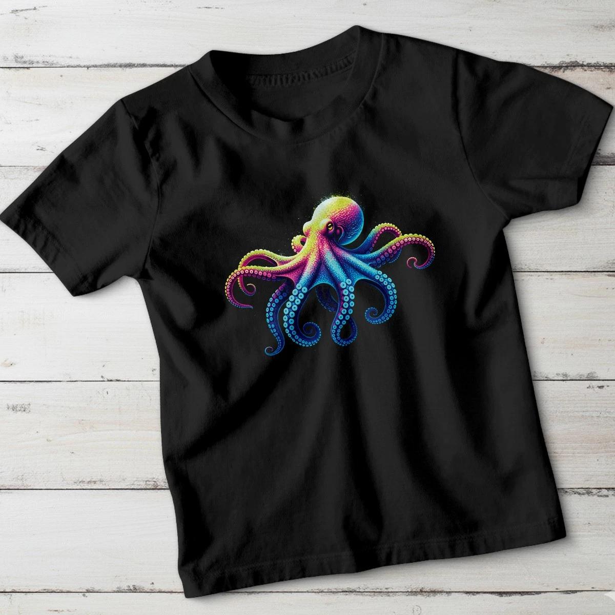 Octopus Ocean Life Animals Kids T-Shirt Vibrant Marine Creature Tee S