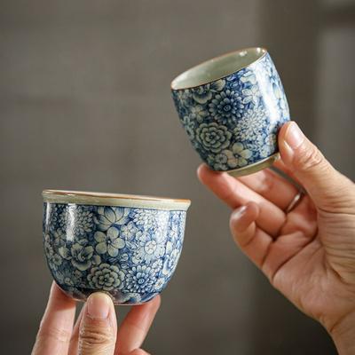 Vintage Handmade Blue and White Porcelain Tea Cups Chinese Style Home Cover Bowl Tea Maker Gaiwan Kung Fu Teaware Accessories