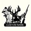 Customizable Hunting Metal Sign - Personalized Deer, Rifle & Bow Design - Heavy-Duty Outdoor/Indoor Decoration - Custom Name
