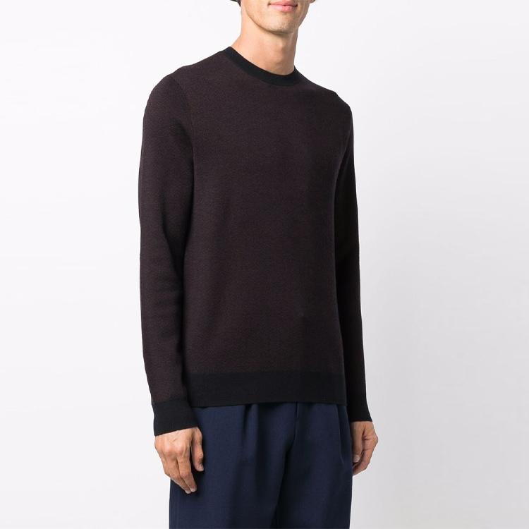 Emporio Armani Loose Fit Crew Neck Long Sleeve Ribbed Knit Sweater Men Sweater Dark-Brown 6K1MXP-1MQYZ-F980