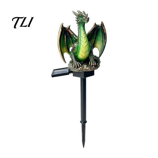 Eco Friendly Resin Animal Lighting Solar Dragon Garden Light, Waterproof Medieval Statue Lamp, Decorative for Flower Beds Outdoor Gothic Fantasy Decor
