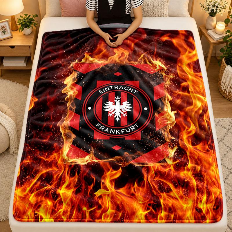Flannel BlanketEintracht Frankfurt Football Warm Soft Throw Blanket for Indoor Sofa Bed Living Room Use