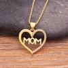 Nidin Ins Fashion New Creative Design Zircon MOM Letter Heart Shape Necklace Personalized Jewelry Party Accessories Gift